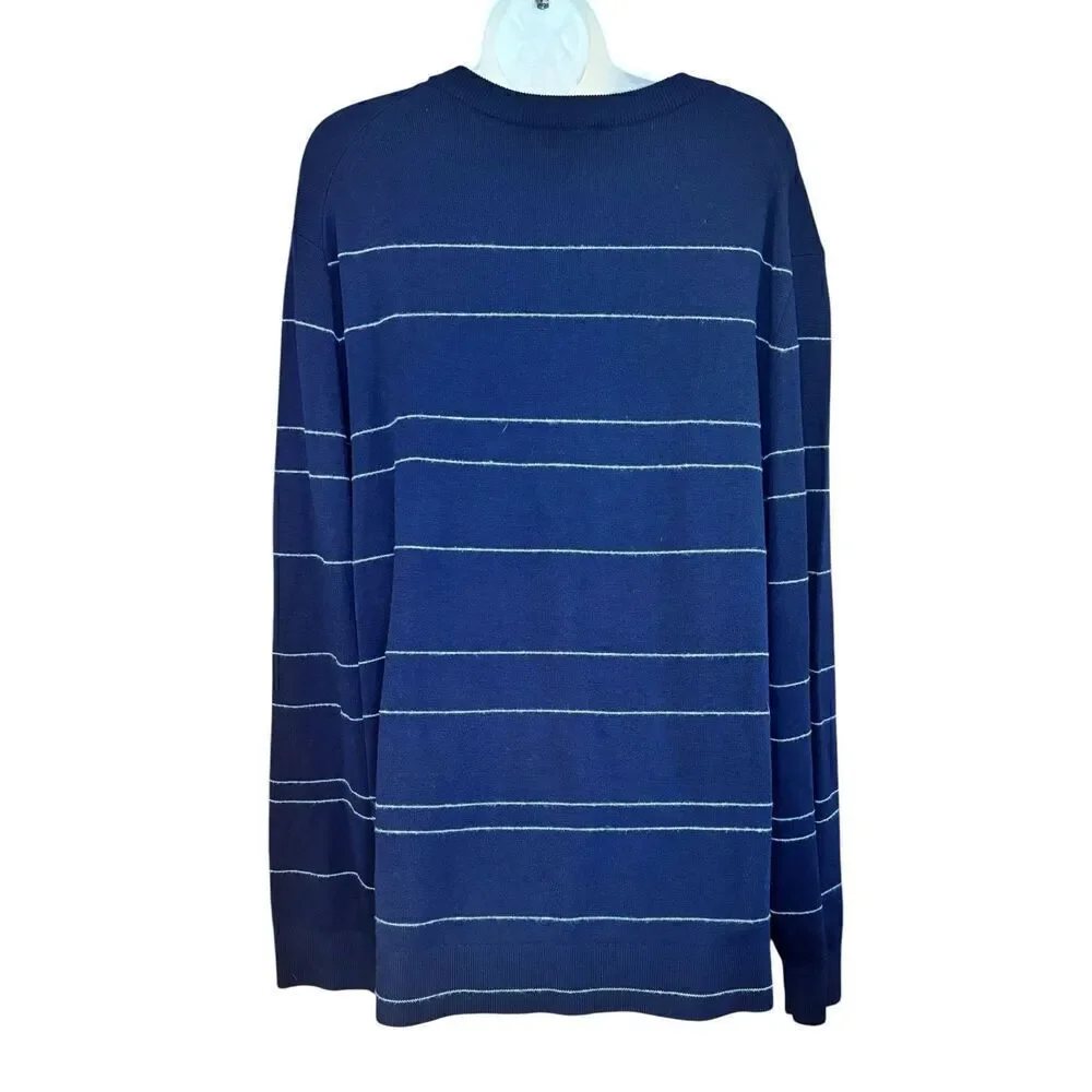 Theory Men's Kenny Striped Wool Sweater in Navy Stripes NWT Size XXL